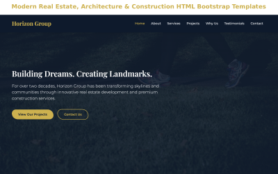 Modèle HTML Bootstrap moderne pour l&amp;#39;immobilier, l&amp;#39;architecture et la construction