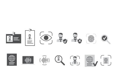 Conjunto de iconos web de identidad de estilo plano. Colección de iconos de autenticación.