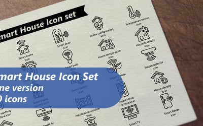 Smart house Line Icon Set Tempate