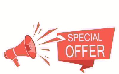 Special Offer Megaphone Banner Promoting Discount, Sale, and Marketing Appeal