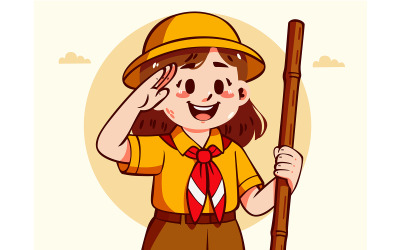 Cartoon of a Girl Saluting