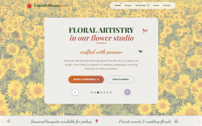 Coastal Blooms | Страница флористической студии и мастерской