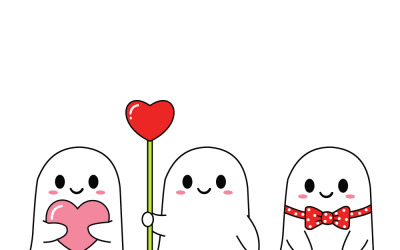Des fantômes mignons partagent amour et moments tendres dans une scène de Saint-Valentin amusante (images libres de droits)