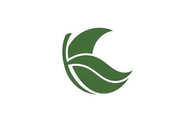 Logo minimaliste en forme de feuille verte, style vectoriel plat, isolé sur fond blanc.