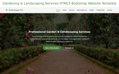 Mantenimiento profesional de jardines, servicios de paisajismo (tema HTML CSS bootstrap 5)