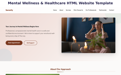 Mental Wellness &amp;amp; Healthcare HTML bootstrap Website Template