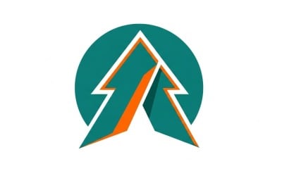 Símbolo de logotipo minimalista verde y naranja aislado sobre fondo blanco