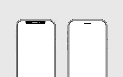Two different smartphone mockups featuring notch and hole-punch display designs