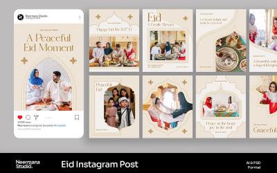 Beige Elegant Eid Mubarak Instagram Post