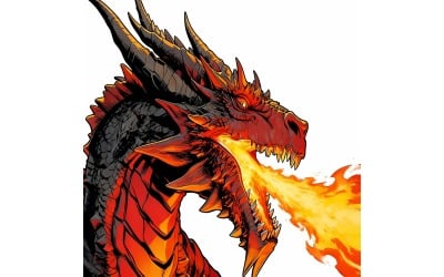 Dragons Fantasy Artificial Intelligence Image 10 (Ai Illustration Image + Vector Line Art)