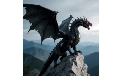 Dragons Fantasy Artificial Intelligence Image 6 (Ai Illustration Image + Vector Line Art)