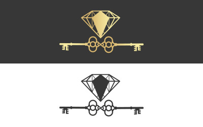 Lyxig diamantnyckellogotyp för premiummärke och säkerhet