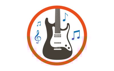 Music Guitar Circle Logo for Band Studio and Audio Brand
