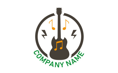 Music Guitar Circle Logo for Band Studio and Entertainment