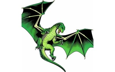 Fabulous Flying Dragon 3d Illustration (Ai Illustration Image + Vector Line Art)