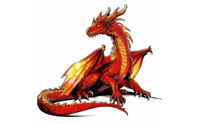 Fantastic Detailed Dragon 1 (Ai Illustration Image + Vector Line Art)