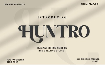 HUNTRO – Elegancka czcionka retro szeryfowa