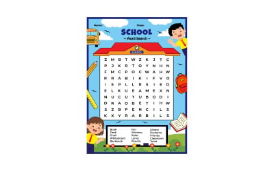 Back to School Word Search Puzzle - Fun Educational Activity Worksheet for Kids