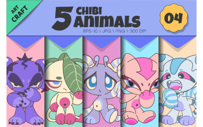 Chibi animals set 04. Tshirt, PNG.