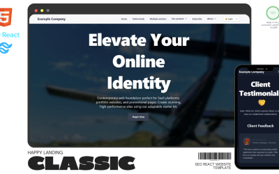 Happy Landing Classic - Modelo de site React 19 com mais de 17 páginas | Tailwind 4, compatível com GDPR e legislação alemã