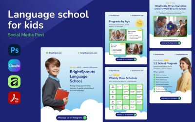Kids Language School Instagram Post Templates