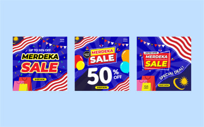 Malaysia Merdeka Independence Day Sale Post - Patriotic Social Media Promotion Kit