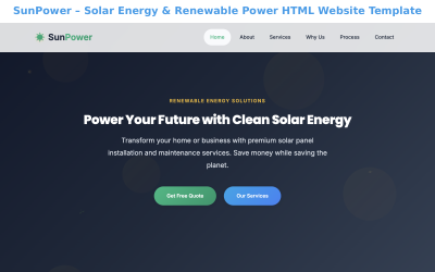 SunPower – Modello di sito Web HTML per energia solare e fonti rinnovabili