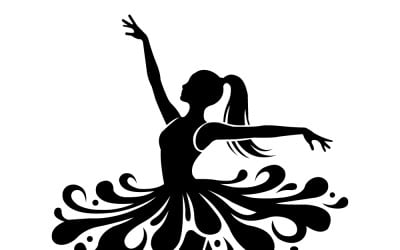 A stylized silhouette of a graceful ballerina performing a dance pose