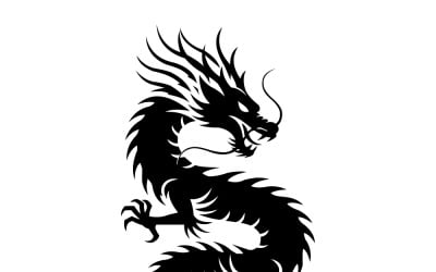 Bold Black Dragon Silhouette Artwork, Fierce Mythical Creature Symbol of Power and Mystery