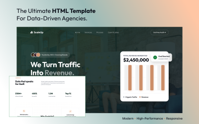 ScaleUp — бесплатный одностраничный HTML-шаблон для SEO-агентств, цифрового маркетинга и SaaS-компаний.