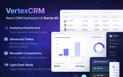 VertexCRM – стартовый набор инструментов для создания CRM-панели и пользовательского интерфейса на React