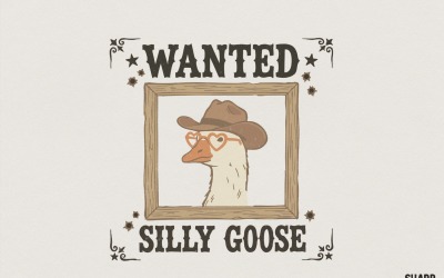 Wanted Silly Goose PNG, Funny Cowboy Goose Shirt Digital Download, Western Animal Art, Silly Bird