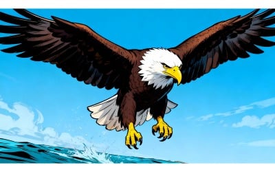 Vol de l&amp;#39;aigle pêcheur africain (Illustration IA + Dessin vectoriel)