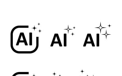 Yapay Zeka Parıltılı Yıldızlar Kare Simge Seti (Makine Öğrenimi için)