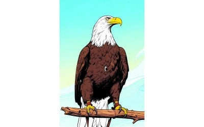 Bald Eagle North America Captivity (Ai Illustration Image + Vector Line Art)