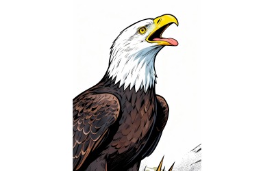 Close Up Eagle 1 (Ai Illustration Image + Vector Line Art)
