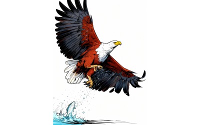 Close Up Eagle 2 (Ai Illustration Image + Vector Line Art)