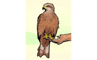 Closeup Shot Goshawk Branch (Ai Illustration Image + Vector Line Art)