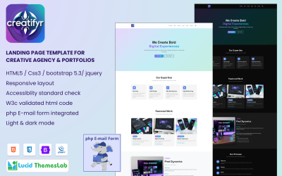 Creatifyr – Šablona vstupní stránky pro kreativní agenturu a portfolio