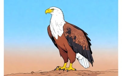 Eagle Standing Tree (Ai Illustration Image + Vector Line Art)