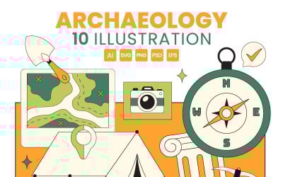 10 Archaeology Vector Illustration