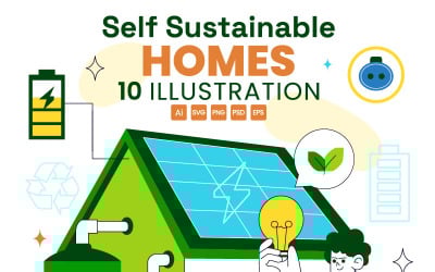 10 Self Sustainable Homes Illustration