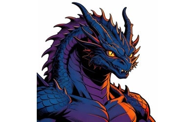 Zjizvený drak (ilustrační obrázek AI + vektorová čárová grafika)