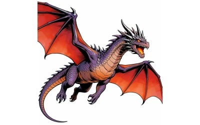 View Watercolor Dragon 1 (Ai Illustration Image + Vector Line Art)