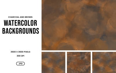 Set di sfondi ad acquerello: texture astratte color carbone e marrone