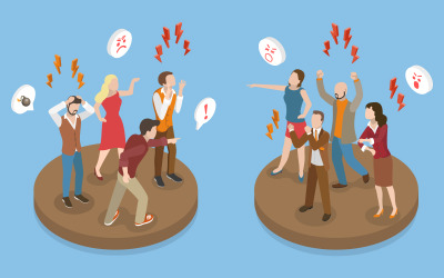 Angry characters,  aggressive people yelling at each other