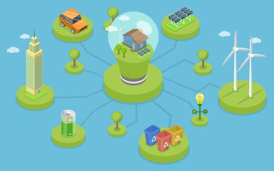 Eco technology,  green electricity and power save