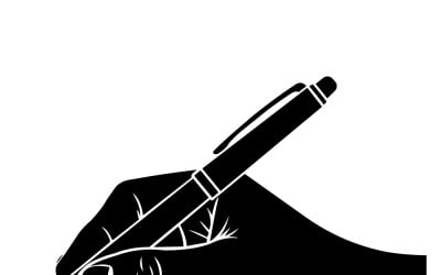 Hand Writing With Pen Silhouette: Creative Gesture For Office, Design, And Education Projects