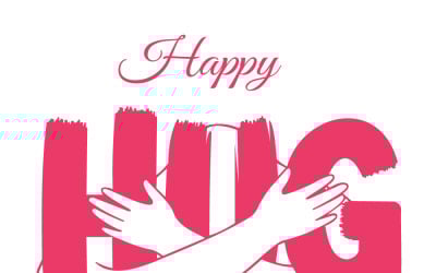 Mutlu Sarılma Günü: Kutlama İçin Büyük Pembe Harfleri Çevreleyen Kucaklaşan Eller