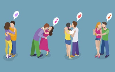 Mutlu aşık çiftler, öpücükler